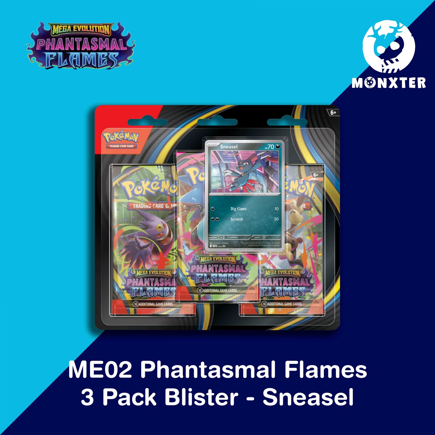 Pokémon TCG - Mega Evolution ME02 Phantasmal Flames 3 Pack Blister